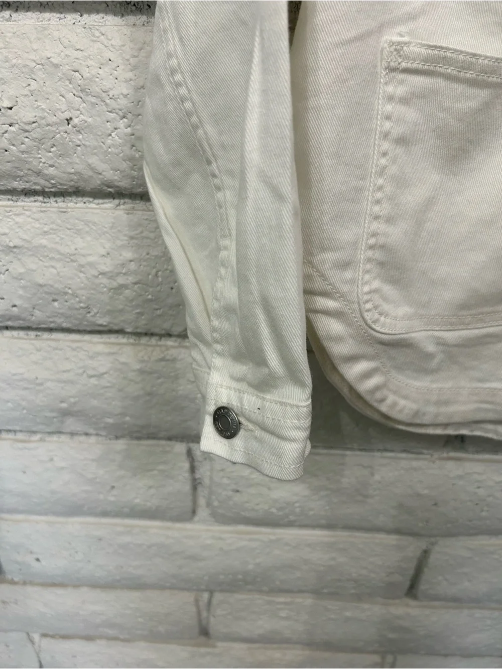 Gap Denim White Ruffle Detail Cropped Jean Jacket Girls‎ Size 8 NWT
